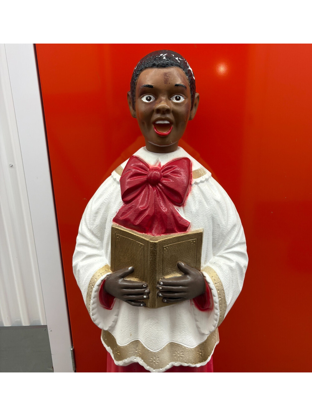 Poloron Christmas Blow Mold African American Black Choir Caroler 48in Afro Rare - Picture 2 of 16